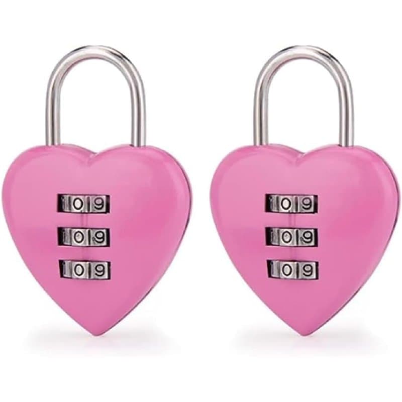 Lot de 2 cadenas à combinaison rose en forme de cœur pour filles et femmes, mini cadenas à code réinitialisable à 3 chiffres pou