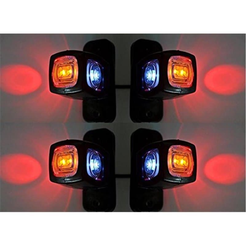 Lot de 4 marqueurs lumineux latéraux arrière triple fonction 24 V 12 V pour remorque/van/camion/caravane/châssis/mobile home Ora