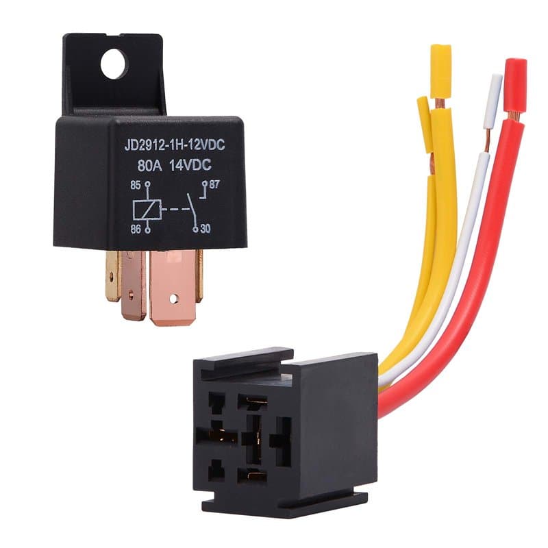 Ehdis Relais 12V 80A 4 Pin Car Truck Motor Heavy Duty on/Off normalement Ouvert SPST Relais Socket Plug-4 Fils Automobile