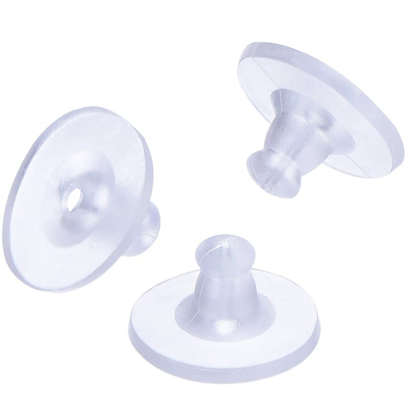 100 Pièces Boucles d'Oreilles en Caoutchouc Boucle d'Oreille Dos de Sécurité Clair
