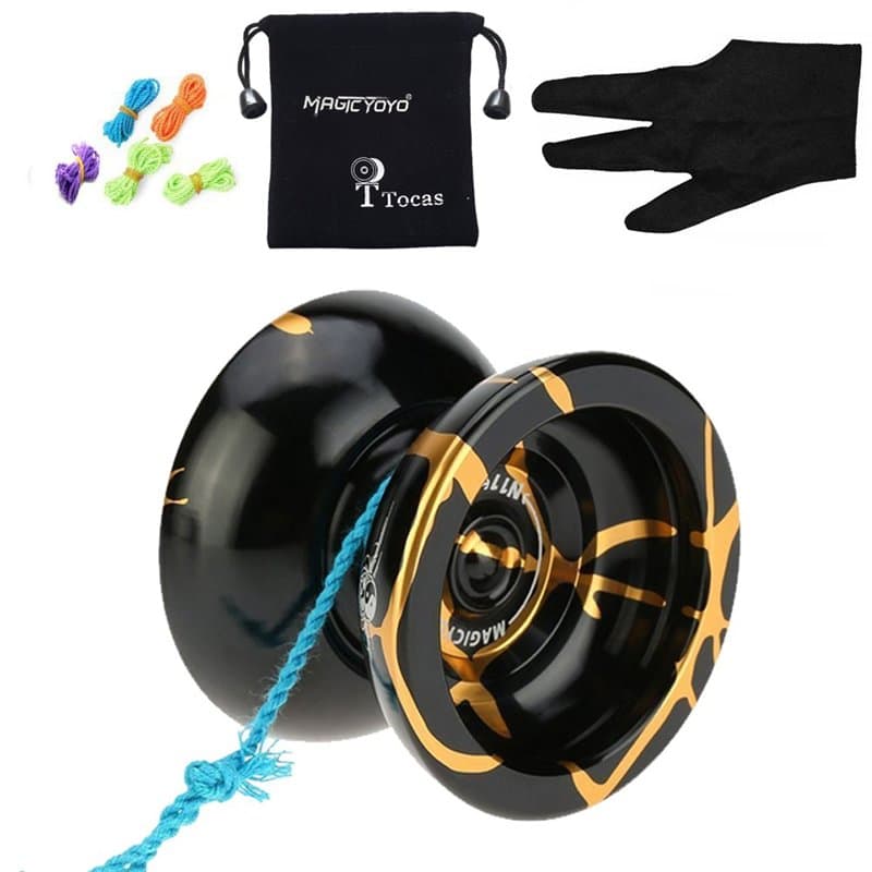 Authentique Magic Yoyo Pro Yo-yos N11 Yo Yo irréprochable avec Sac de Jouet en Aluminium à 12 Cordes pour Enfant Adultes, Noir e
