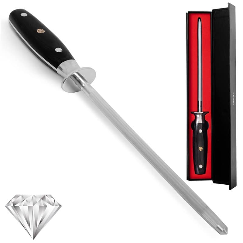 SWYSH Aiguiseur de couteaux en acier professionnel 20,3 cm – Tige d'affûtage de couteaux pour aiguiser les couteaux de cuisine –