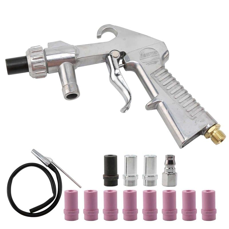 Kit de jet de sable à air comprimé, pistolet de sablage, compresseur d'air, pistolet de sablage pour cabine de sablage avec 8 bu