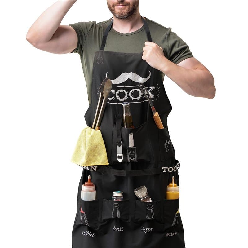 BRAMBLE Tablier BBQ Drôle pour Hommes, Tablier de Barbecue avec Capuche, 7 Poches & Décapsuleur Inclus - Cadeau Original Rigolo