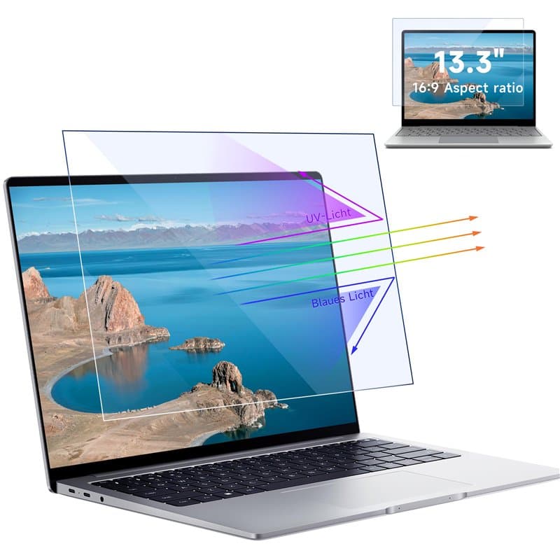 Lot de 2 films de protection d'écran anti-lumière bleue 13,3" 16:9 - Film de protection d'écran haute résolution pour Hp/Dell/Ac