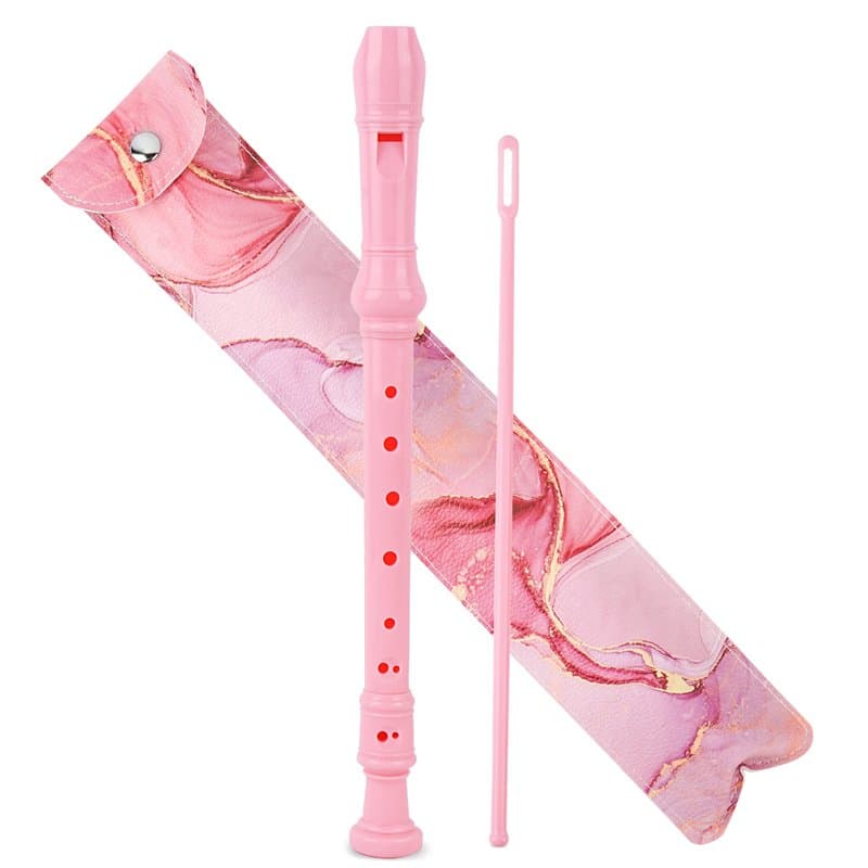 Czzmy Flûte à bec soprano,avec sac en cuir pu, tige de nettoyage et tableau des doigtés,8 trous C clé Flûte à bec doigté baroque