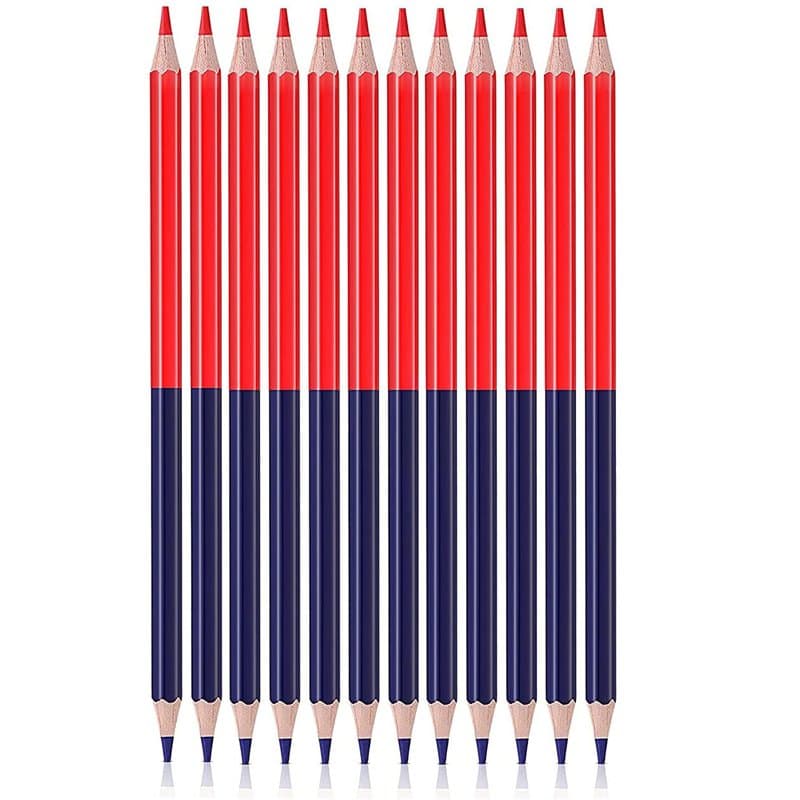 Ncheli 12 pcs Crayon Rouge et Bleu,Double tête école dessin crayon Crayons de couleur à double extrémité pour Dessin Coloration