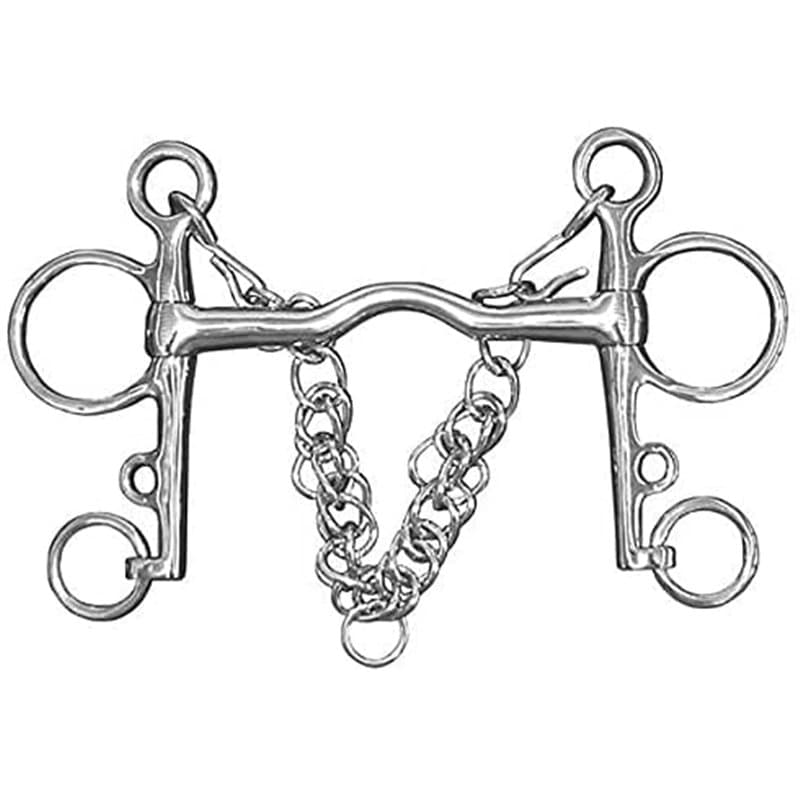 Namvo Mors Pelham pour chevaux en acier inoxydable, embout articulé avec accessoire pour connecteur equestre à chaîne