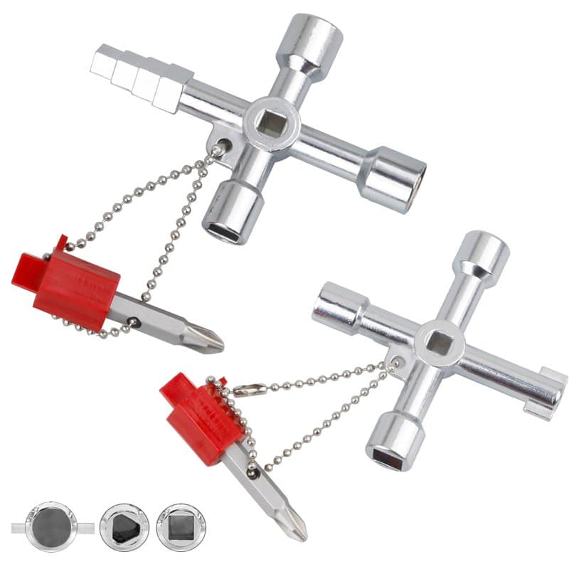 2 Pièces 4 Voies Clé Universelle, Clé Utilitaire Multifonction, Clef Triangle, Clés Carrées, Clé en Croix Universelle pour Armoi