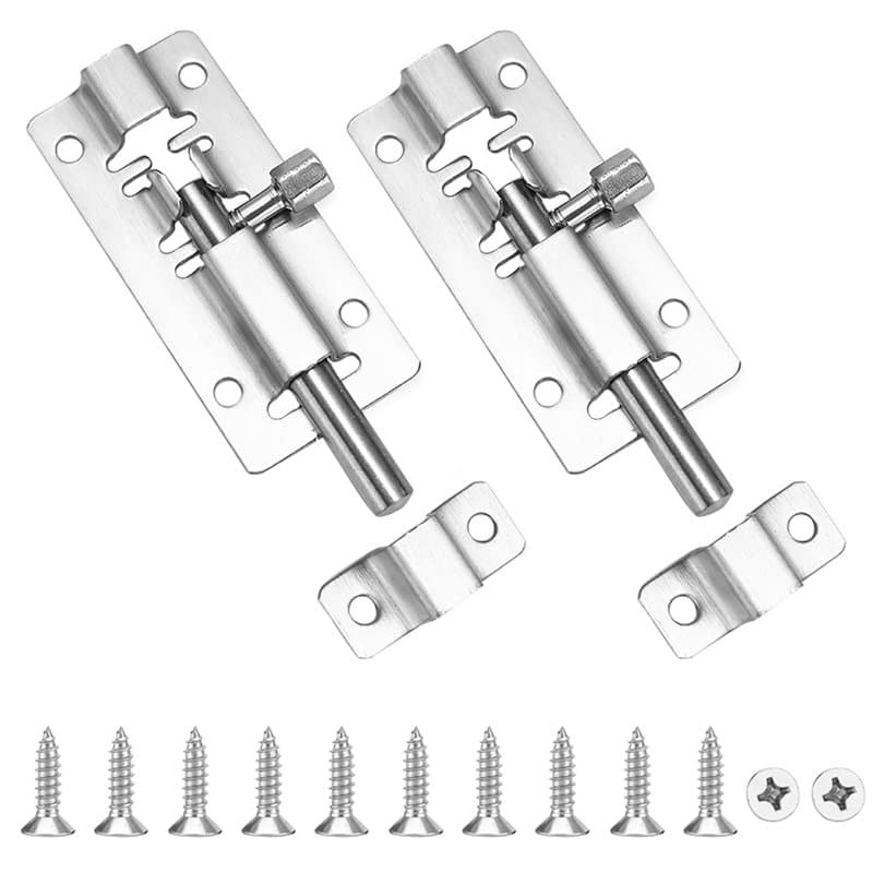 peiqiup Targette de Porte (2 Pièces), Verrou de porte en acier inoxydable, Avec vis de montage, Pour maison, grange, clôture, ha