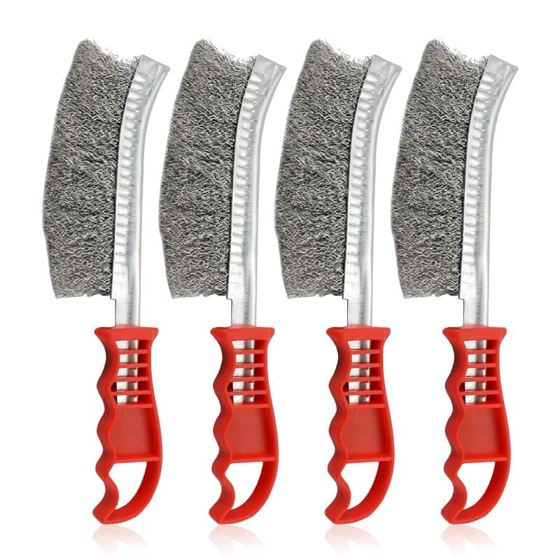 WIYETY Lot de 4 brosses métalliques : brosse en acier inoxydable, petites brosses métalliques avec poils, brosse métallique manu