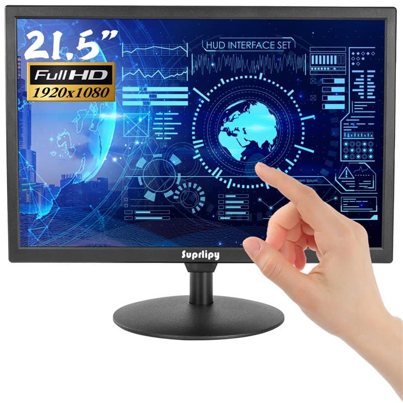 Suprlipy Écran Tactile TFT LED de 21,5 Pouces FHD1920 x 1080 16:9 Prend en Charge HDMI VGA AV USB BNC écran Tactile capacitif 10