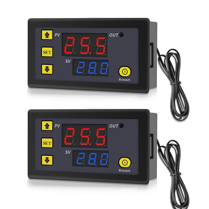 GERUI Lot de 2 régulateurs de température numériques W3230 20 A DC 12 V - Thermostat numérique - 50-120 °C - Avec sonde NTC 10 K
