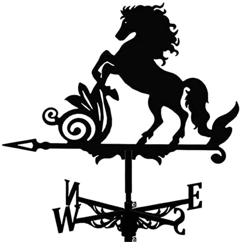 Alnicov Girouette en métal de cheval, girouette pour animaux avec décorations de jardin sur le toit pour auvent de jardin en ple