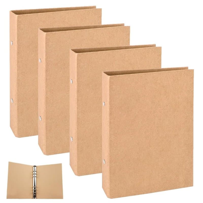 Classeurs en Papier Kraft 4 Pièces A5 Couverture de Classeur 6 Anneaux Couverture de Reliure Rechargeable A5 Feuilles Volantes p