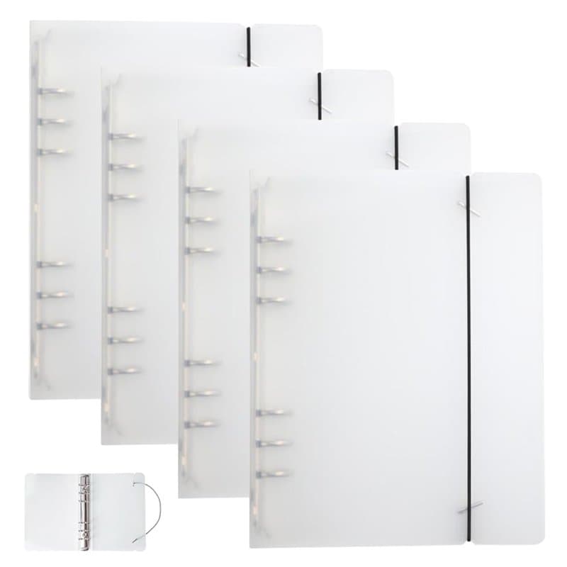 4 Pièces Couverture de Classeur A5 Transparent Couverture de Protection 6 Anneaux Papier Rechargeable A5 Classeur Couverture Pla