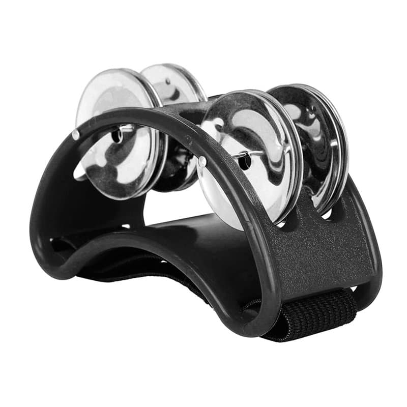 YKKJ Tambourin à Pied,Foot Tambourin Instrument de Musique à Percussion avec Métal Cloche pour Bras et Pieds (Noir, 1pc)