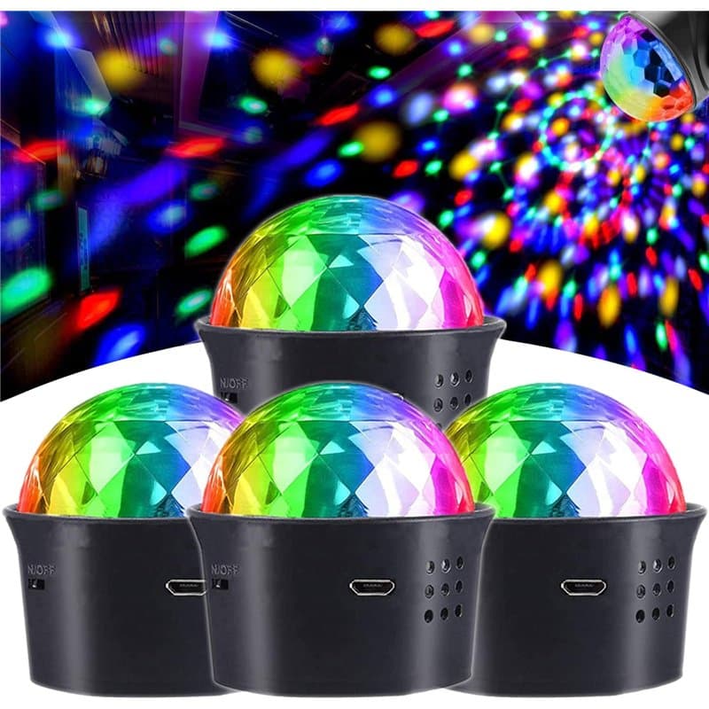 Boule Disco USB Lumière de Fête, Portable Jeux de Lumiere RGB Couleurs LED Lampe de Scène Disco Boule à Facette Fête Éclairage C