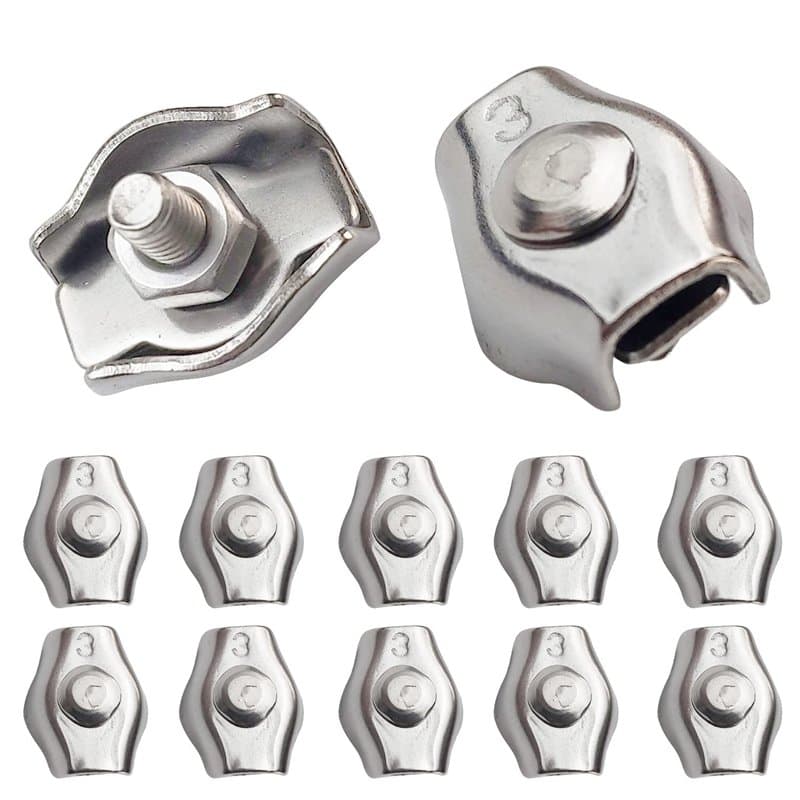 20 Pièces Pince câble métallique Serre-Câble Acier M3 Wire Rope Clips pour Câble d’Acier 1,5mm-3 mm Serre Cable en Acier Inoxyda