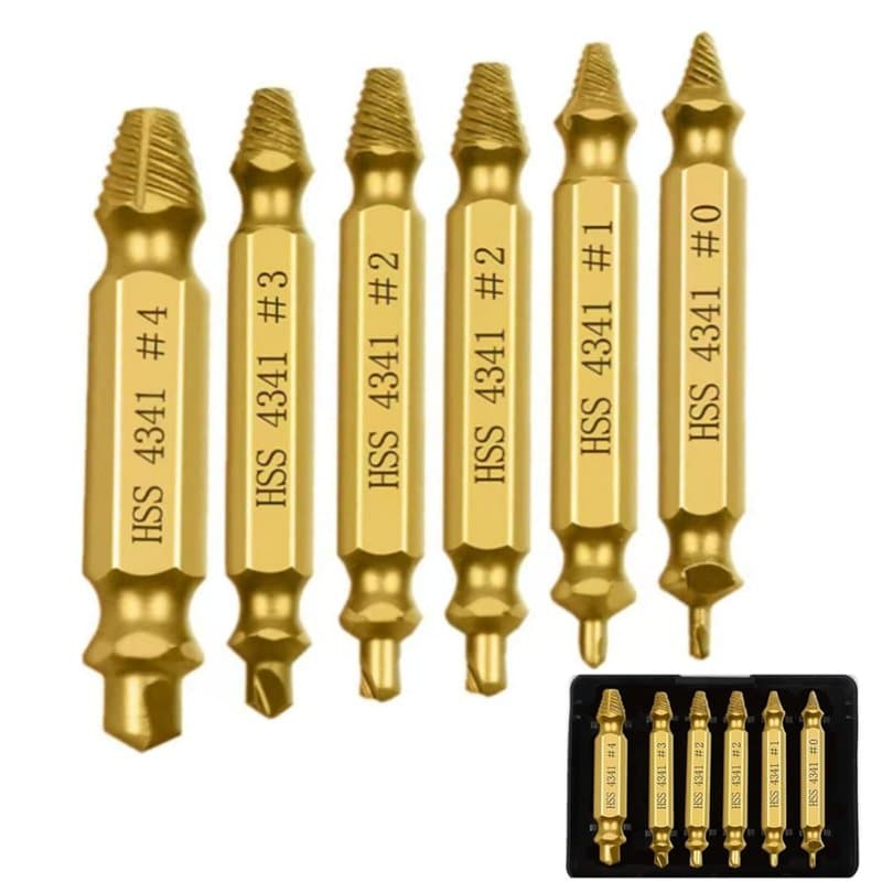BOBOZHONG Extracteur de Vis Cassées,Lot de 6 Extracteurs de Vis, Extracteur de Vis Endommagé Extracteur à Vis à TêTe Double Extr