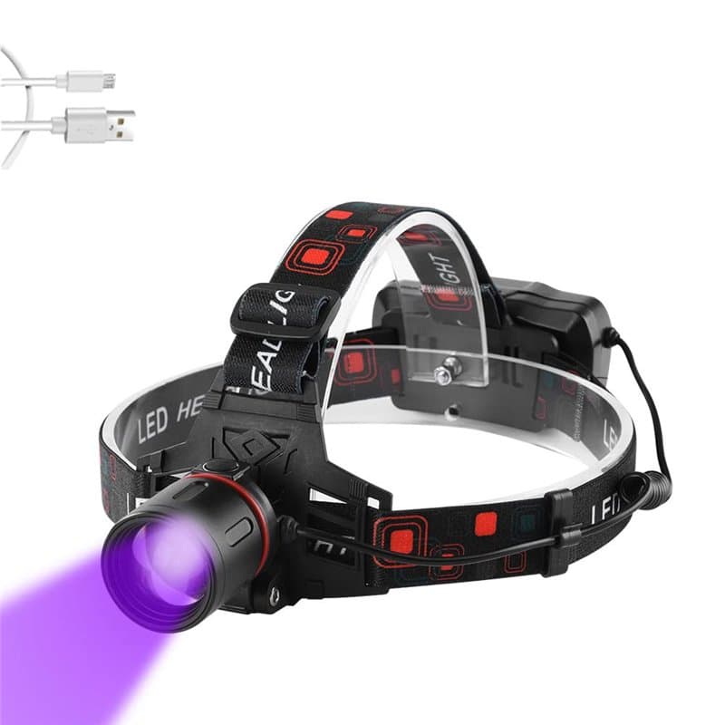 Lampe Frontale UV, WESLITE Ultraviolette Lampes Frontales LED Rechargeable Lampe Frontal Blacklight pour la Pêche/les Scorpions/