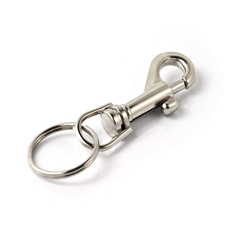 Fermoir à boulon - Porte-clés à clip de ceinture - En acier inoxydable - Mousqueton pivotant - Laisse pour animal domestique - M