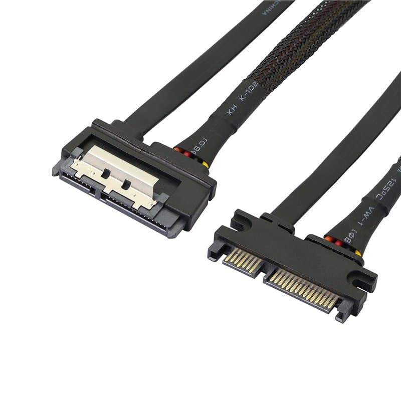 GELRHONR Câble d'extension SATA 22 broches 7+15 SATA mâle vers femelle avec loquet de verrouillage, pour disque dur, SSD, lecteu