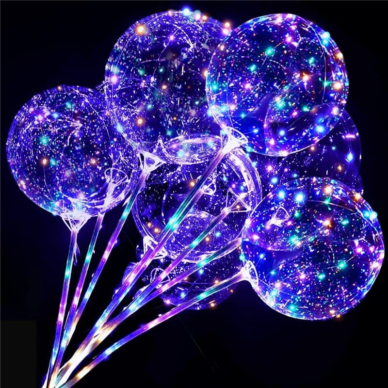 Phyooest Ballon Lumineux LED avec Bâtons, 10 Réutilisable LED Ballon de Deco Mariage, 20 Pouces Ballons de Saint-Valentin, Ballo