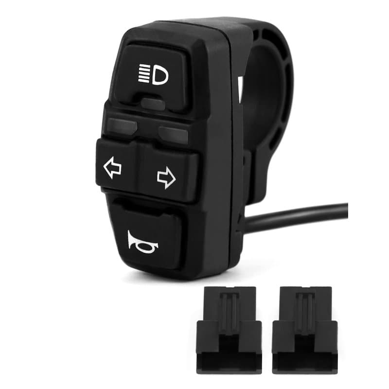 QWORK® 22mm Interrupteur de Guidon Moto - 3 en 1 - Commutateur de Phare/Clignotant/Klaxon pour Moto, Vélo Électrique, VTT, Scoot
