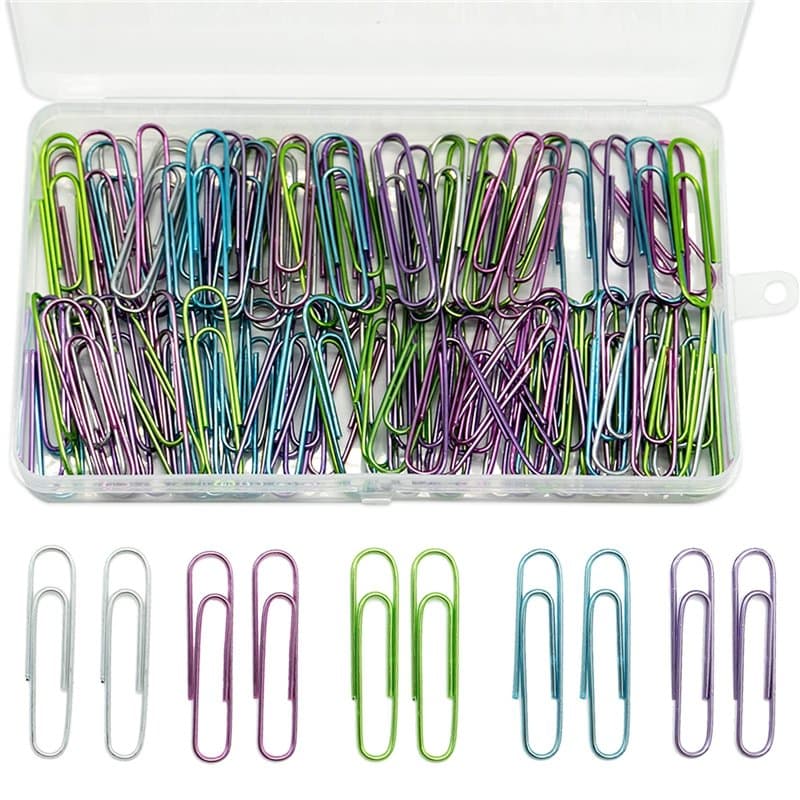 SZXMDKH Lot de 100 grands trombones en métal coloré de 5,1 cm avec boîte pour l'école, le bureau, la papeterie et les documents