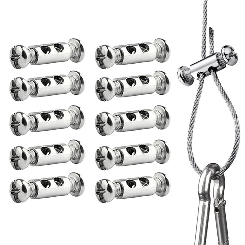 PHIOMUUE Lot de 10 clips de câble métallique pour câble métallique de 1 à 2 mm de diamètre, clips de câble métallique avec bouch