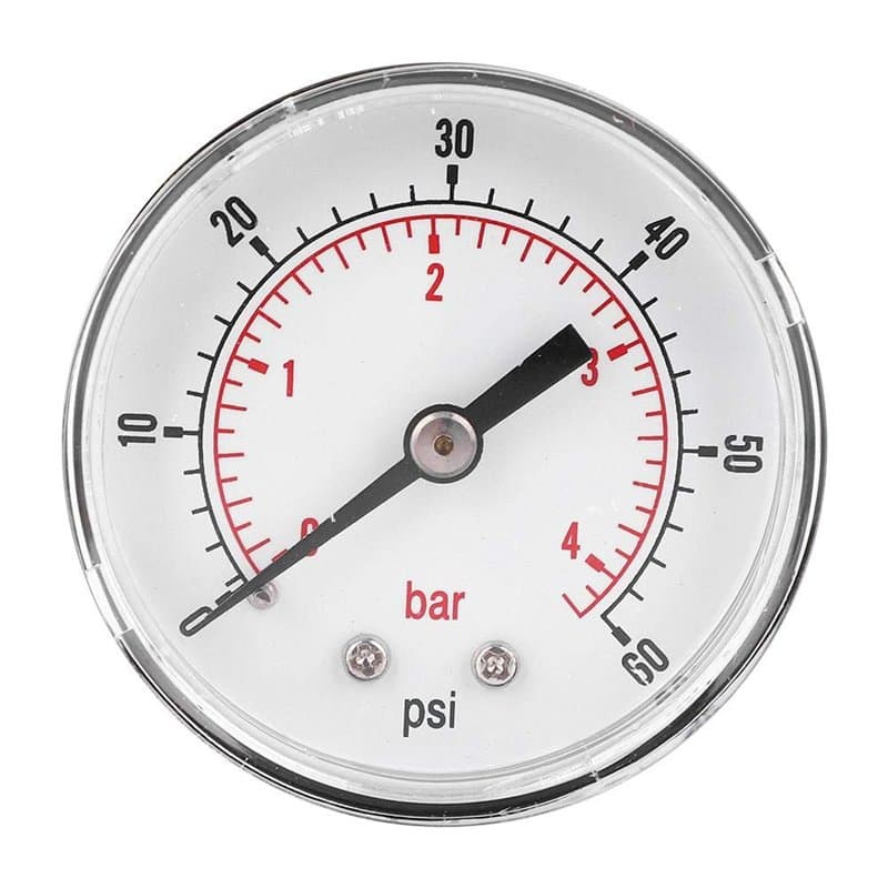 Manomètre, Manomètre 50mm 1/4 Manomètre Axial BSPT pour Air, Eau, Pétrole et Gaz(0-60psi 0-4bar)
