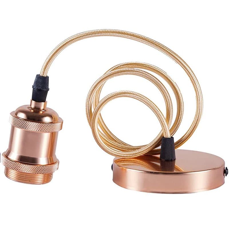 Hsthe Sea Suspension de lampe avec anneau à vis, support de lampe E27 avec câble de douille, support de lampe rétro vintage en a