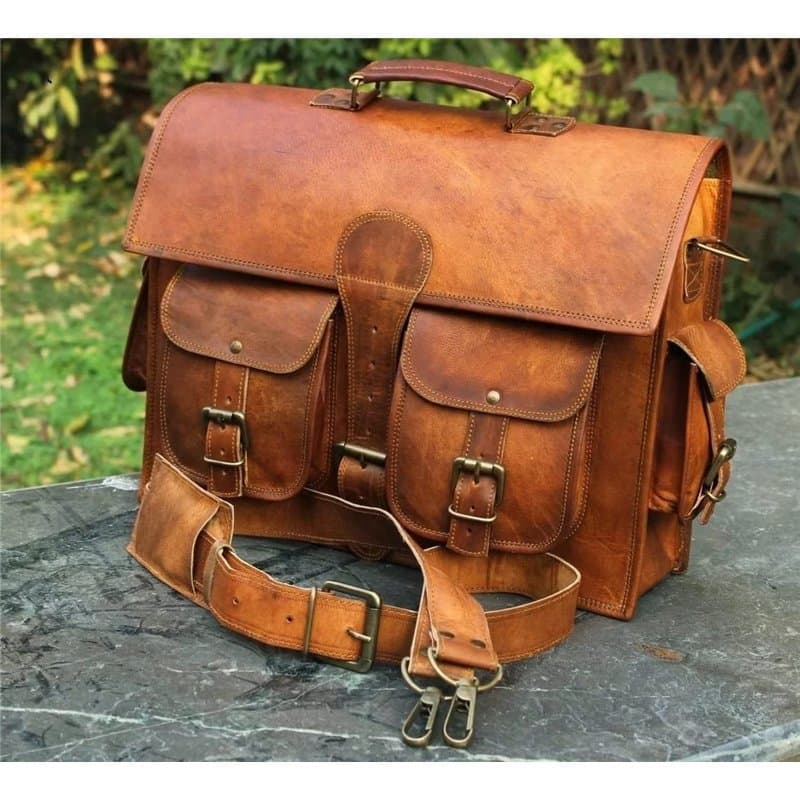 VINTAGE COUTURE Pour homme en cuir véritable vintage sacoche pour ordinateur portable Messenger Sac à bandoulière faite à la mai