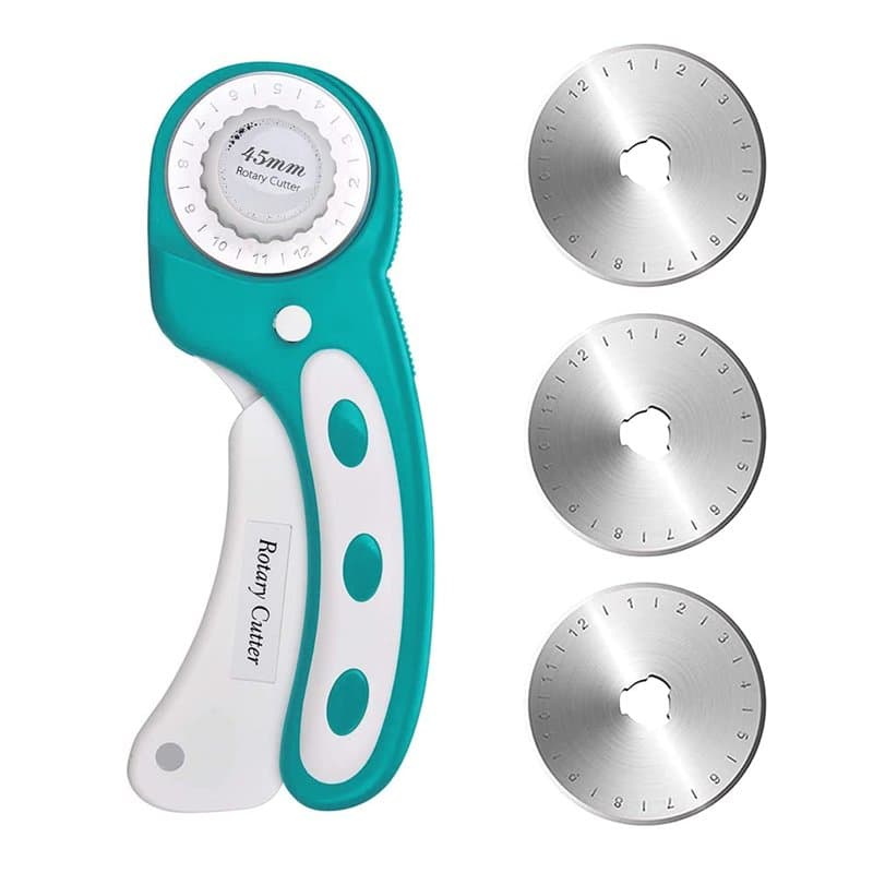 Newaner Cutter Rotatif 3 Lames Solide de Rechange en 45mm avec Verrou de Sécurité,Maniabe Pour Couture,Papier,Tissu,Toile,Matela