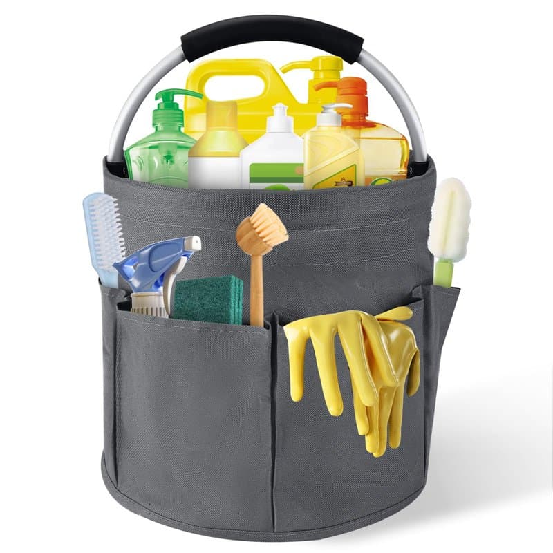Panier De Nettoyage Avec PoignéE, Sac Pliable à Outils de Seau avec Plusieurs Poches, Rangement Produits Menagers Pliable,Panier