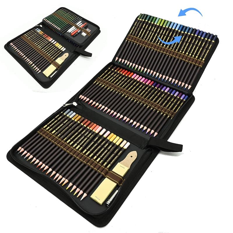 ZZONEART 96PCS Professionnel Crayons de Dessin et Couleur - Kit de Croquis Avec Charbon, Graphite et Accessoires - Idéal Pour Ad