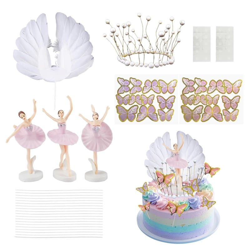 Lot de 25 décorations de gâteau sur le thème du ballet, décorations de gâteau d'anniversaire, décorations de gâteau de ballerine