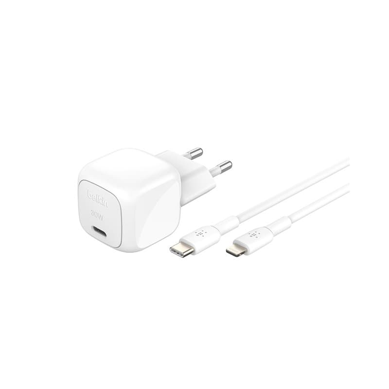 Belkin Chargeur Secteur Compact BoostCharge 30 W (USB-C Power Delivery, Recharge Rapide pour Apple iPhone, Samsung Galaxy, iPad,