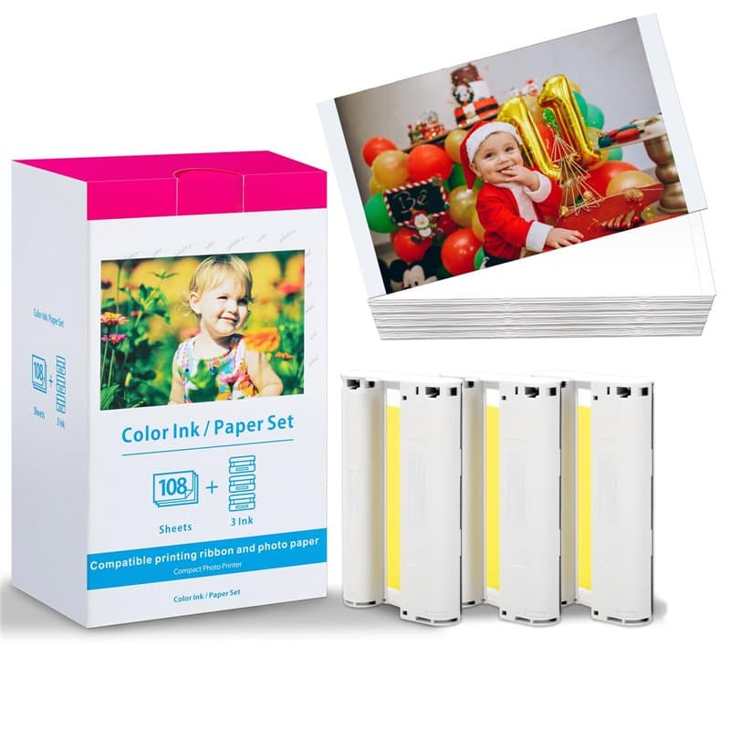 Papier Photo Recharge pour Canon Selphy CP1300, KP-108IN 3115B001 (AA), Compatible avec Cartouche Canon Selphy CP1500, CP1200 CP