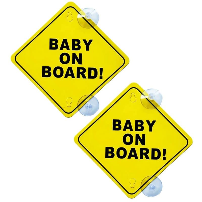 Panneaux pour Bébé à Bord,2 pièces Panneaux d'avertissement de Voiture pour Bébé à Bord Double Ventouse Autocollant Bébé Dans La