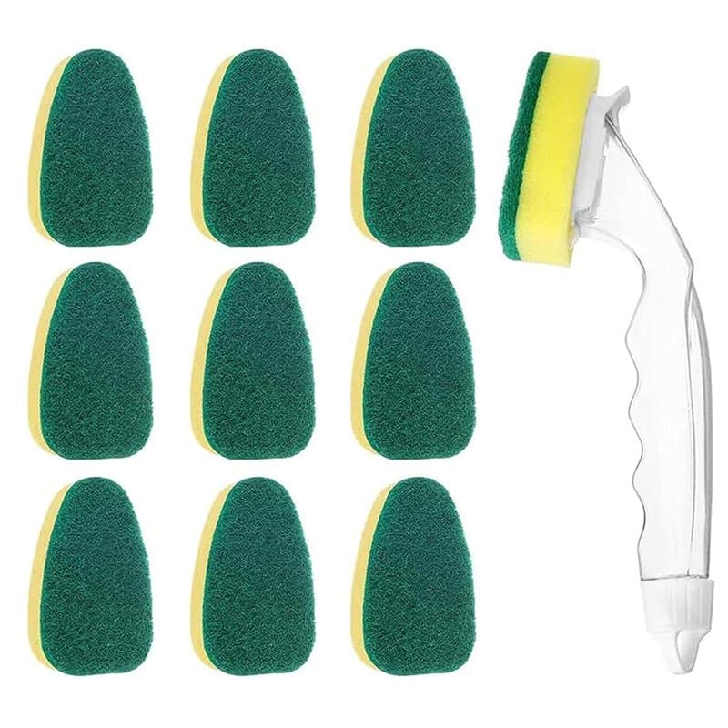 JOYOLA 10 pièces Éponge de Baguette Têtes de Rechange de Recharge Savon Éponge Baguette Comprend 1 Tige de Lave-Vaisselle et 9 t
