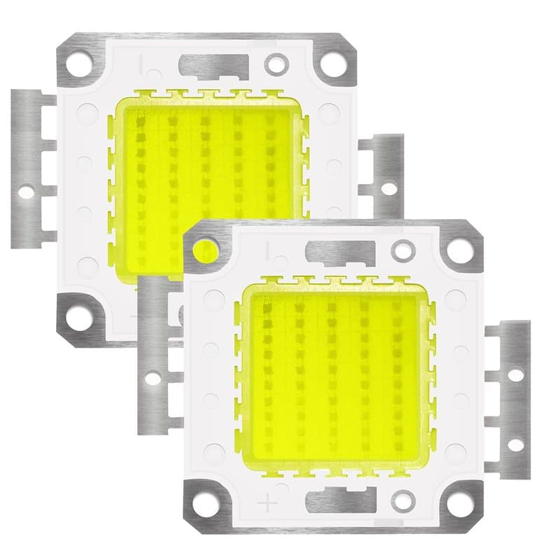 Tesfish 2PCS Puce LED 50W Blanc 6000K COB Chip pour Lumière d'Inondation, Plafonnier Lampe à Économie d'Énergie Haute Puissance