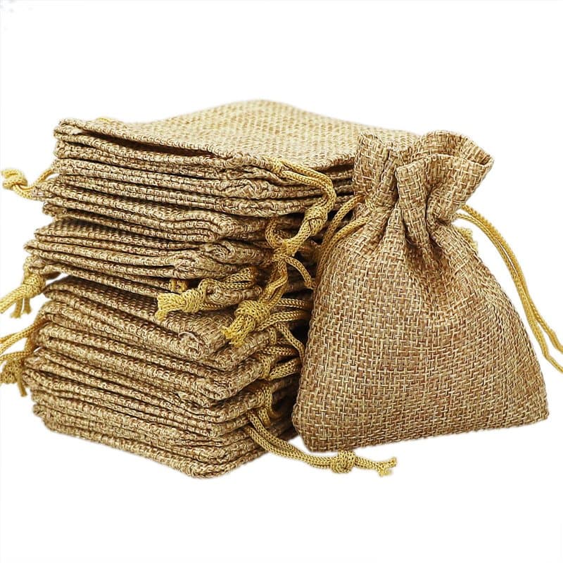 Lot de 20 Sacs en Jute, Sacs en Jute avec Cordon De Serrage 9 X 7 Cm, Sacs Cadeaux en Jute avec Cordon De Serrage pour Bijoux, C