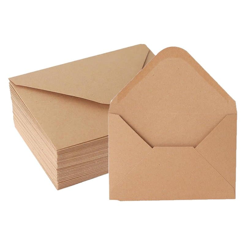 Yolistar 60 Pièces Enveloppes en Papier Kraft Vintage Marron, Fermeture Humide avec Rabat Pointu, B6-17,5 x 12,5 cm 130 g/m², Po