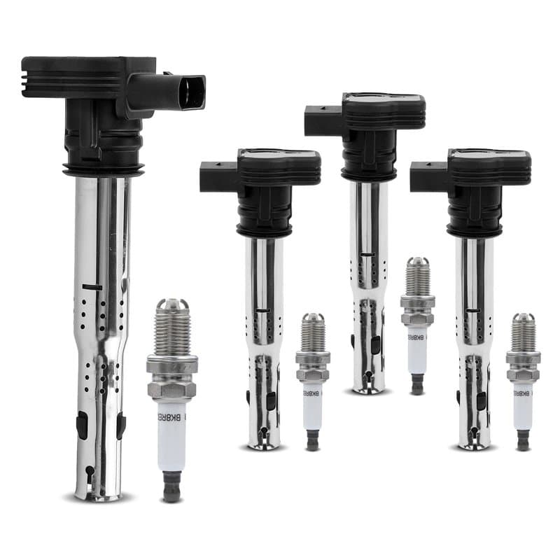 Frankberg 4 bobines d'allumage + bougies d'allumage compatibles avec A3 2003-2013 A4 2004-2016 Golf 2004-2013 P.a.s.s.a.t 2005-2