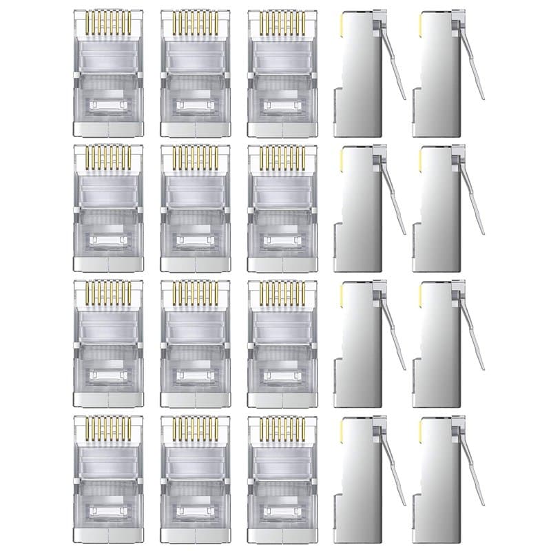 GeerkerChip Cat 6 Connecteur Lot de 20,Cat6 Conducteur Cat6 Blindé RJ45 8P8C Connecteur pour STP Câble Réseau Ethernet Serre-Câb