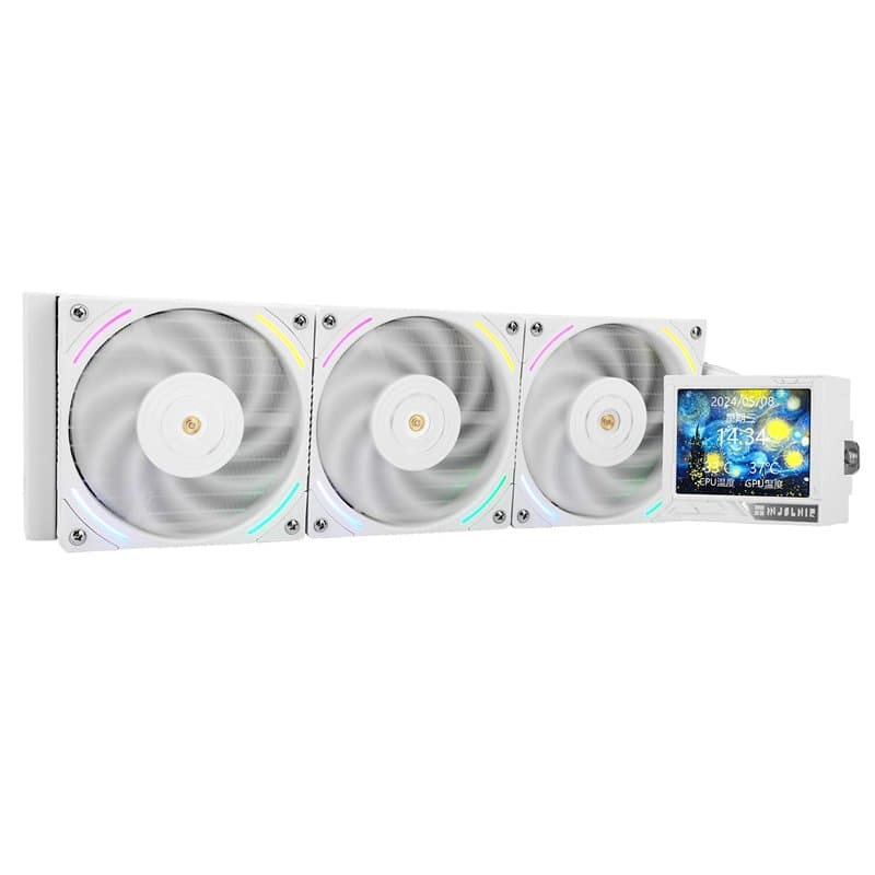 Thermiqueright Mjolnir Vision 360 ARGB Blanc-360mm CPU Refroidisseur liquide, Écran LCD IPS avec résolution 320x240,pour AM5 et