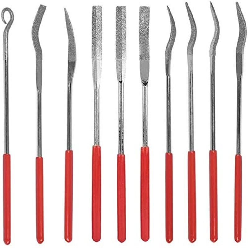 Bestgle 10 Pcs Assortis Mini Lime Diamant Ensemble Aiguille Plate Carrée Forme Ronde Fichiers Riffler pour Bijoutiers En Métal V
