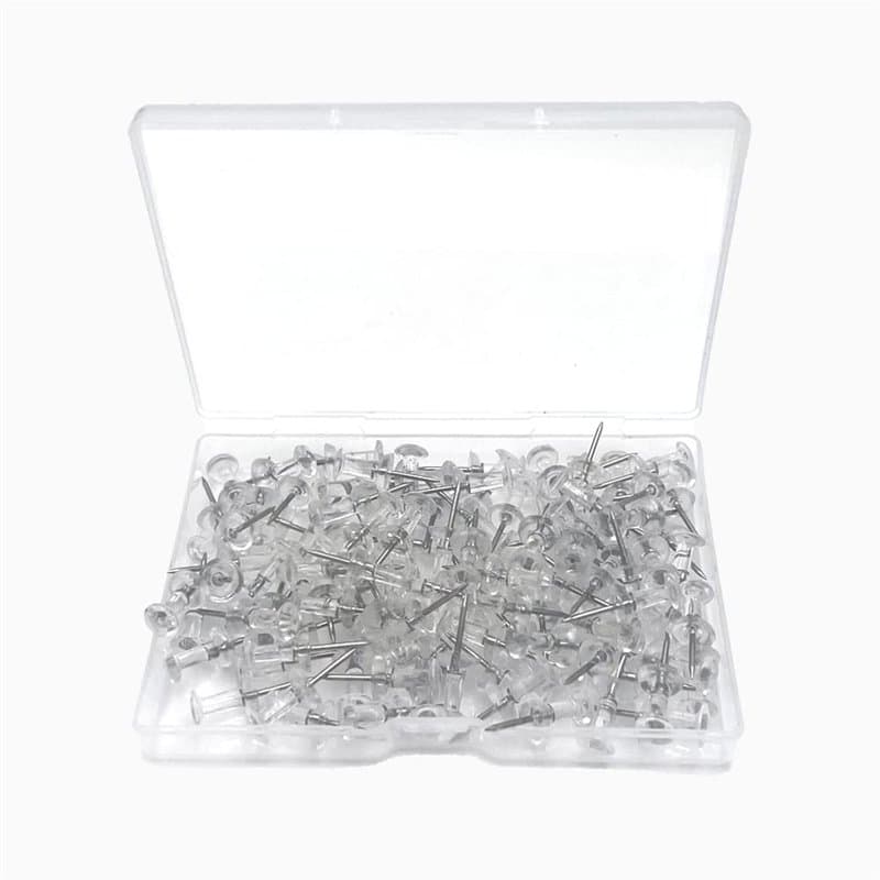 100 Pièces Punaises Transparentes, Punaises à Tête avec Boîte, Punaise Murale, pour Tableau d'Affichage, Repère, Décorer